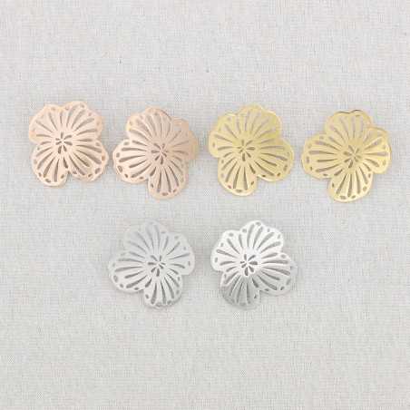 STEEL EARRINGS FRETWORK FLOWER