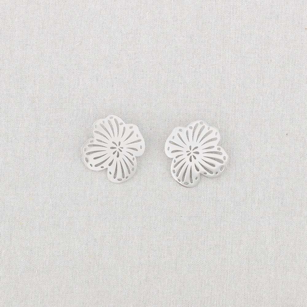 STEEL EARRINGS FRETWORK FLOWER