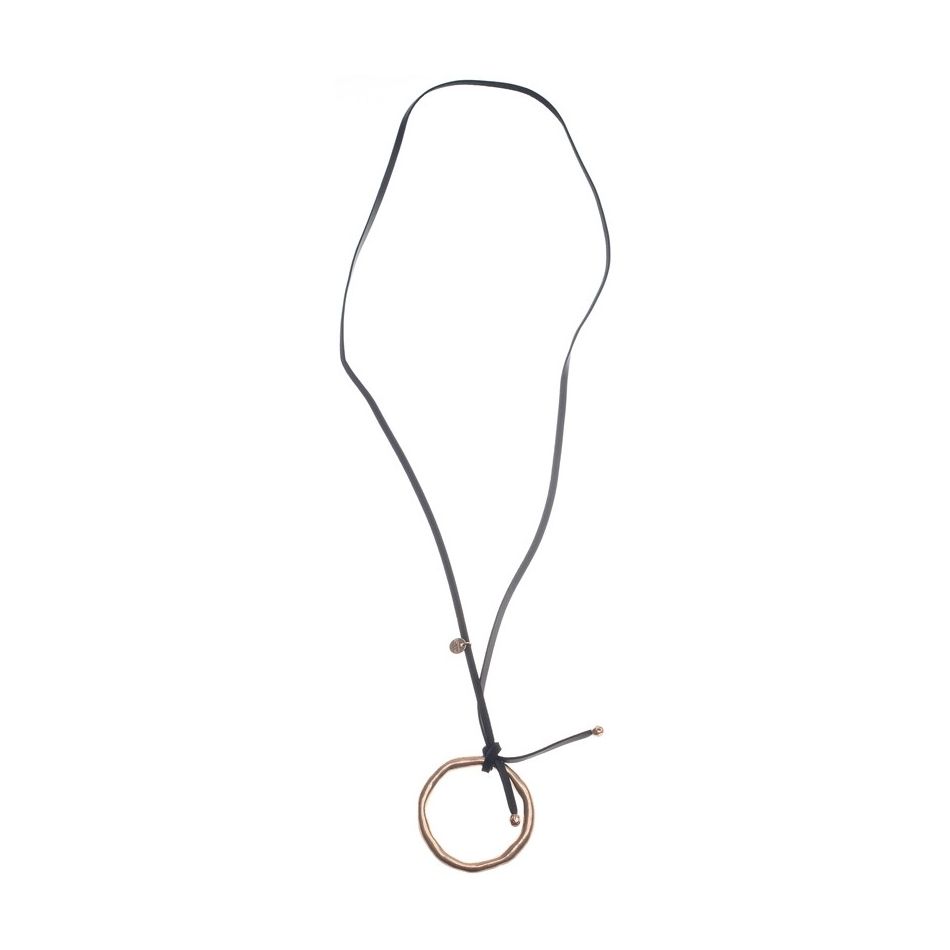 LONG NECKLACE WITH METAL RING PENDANT