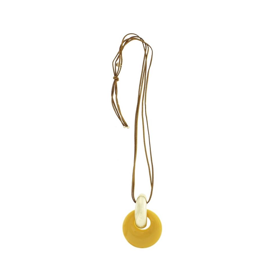 LONG NECKLACE METAL RESIN PENDANT