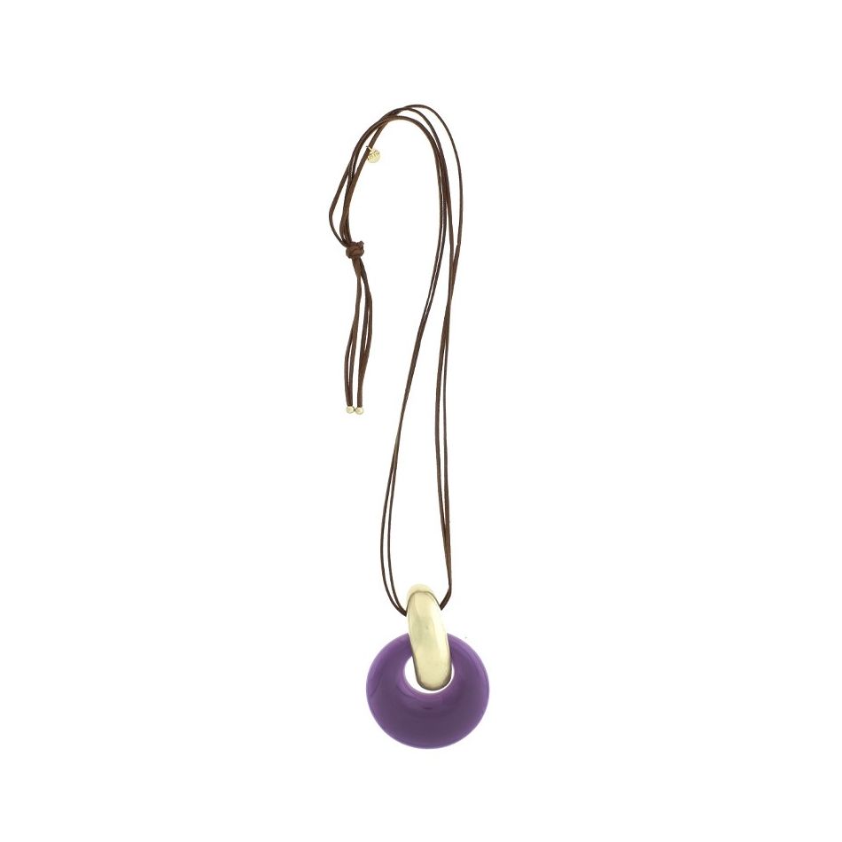 COLLAR LARGO COLGANTE METAL RESINA