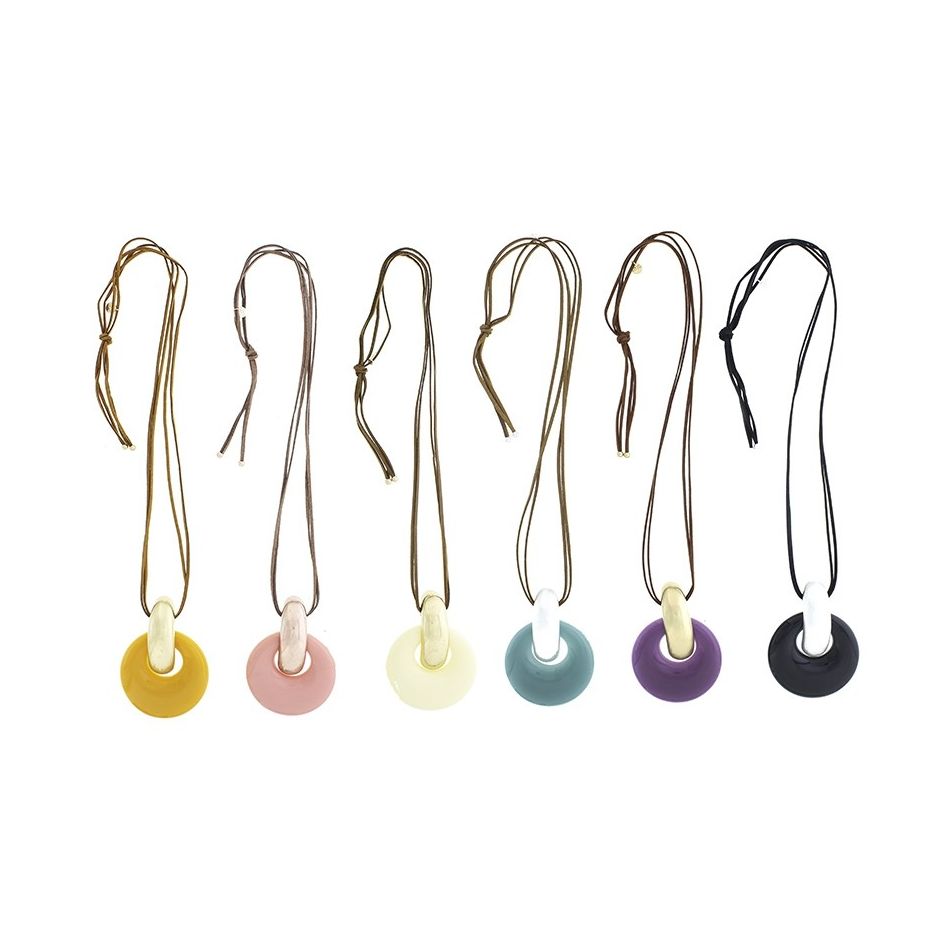 LONG NECKLACE METAL RESIN PENDANT