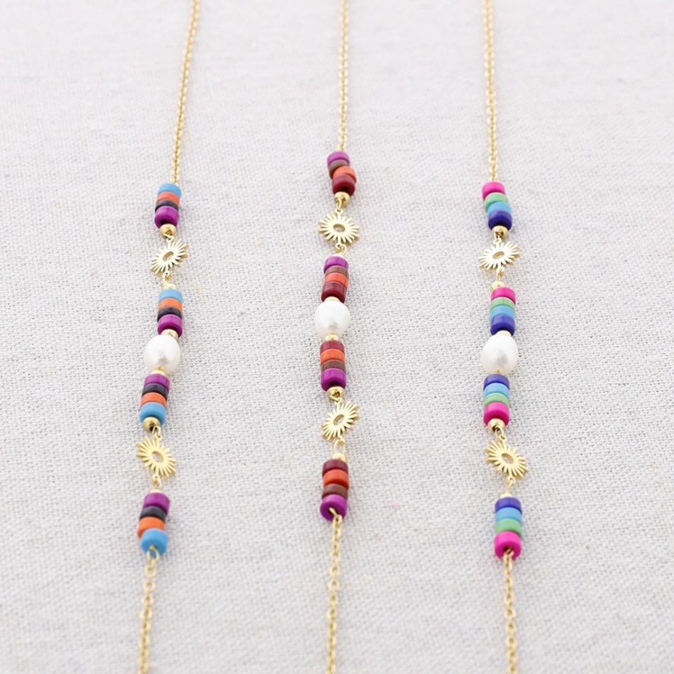 STEEL SHORT NECKLACE WITH PENDANT STONES