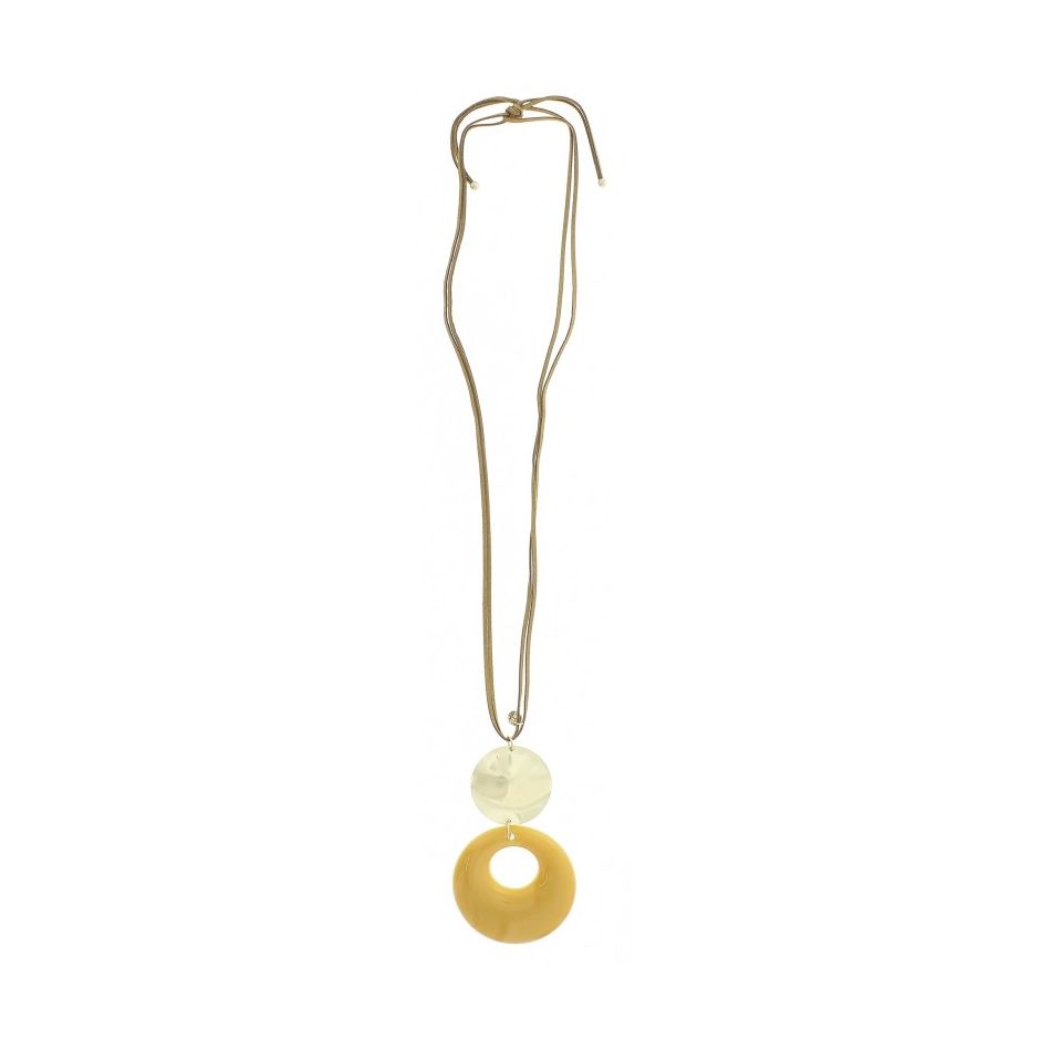 LONG NECKLACE METAL RESIN PENDANT