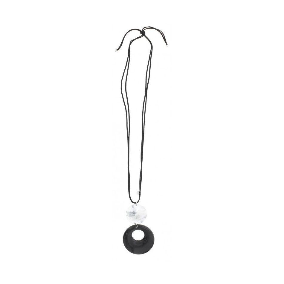 LONG NECKLACE METAL RESIN PENDANT