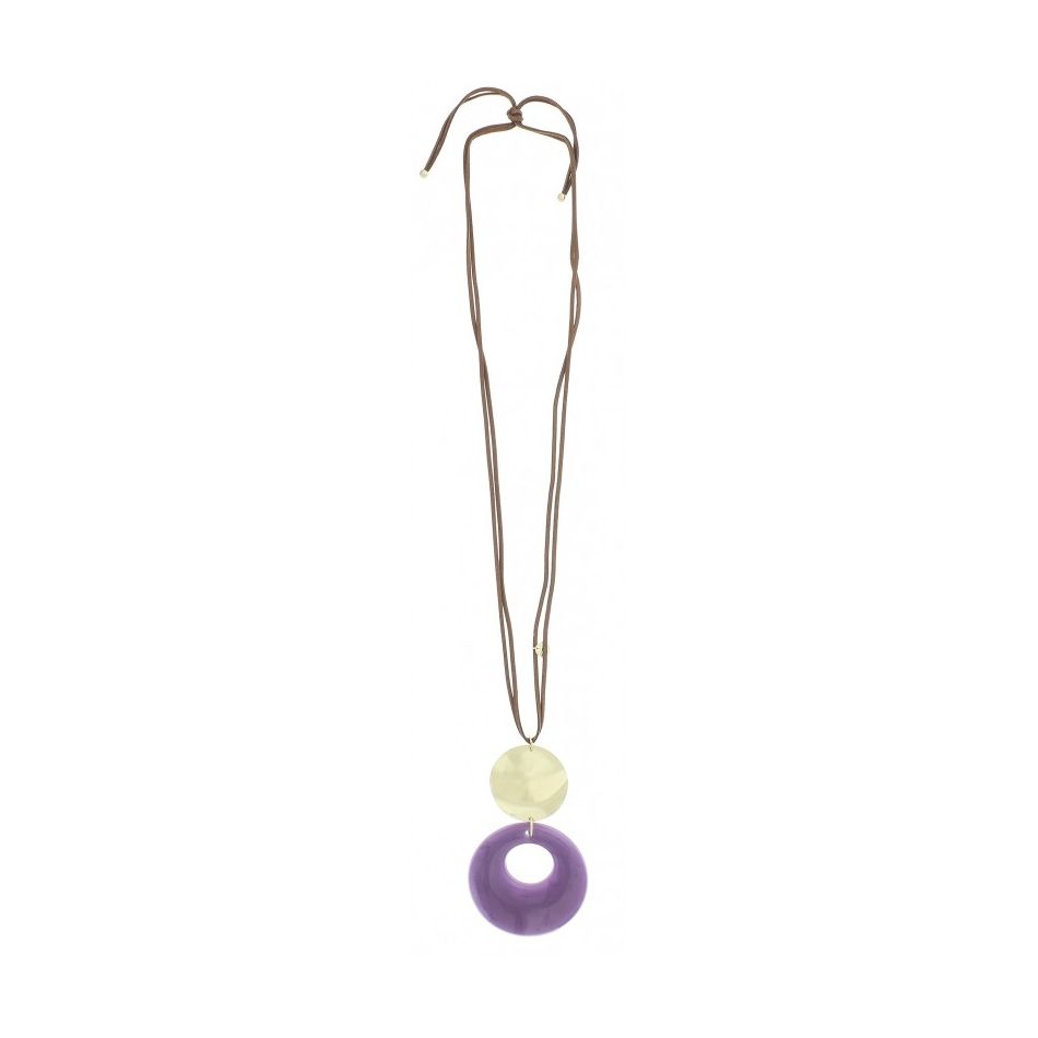 LONG NECKLACE METAL RESIN PENDANT
