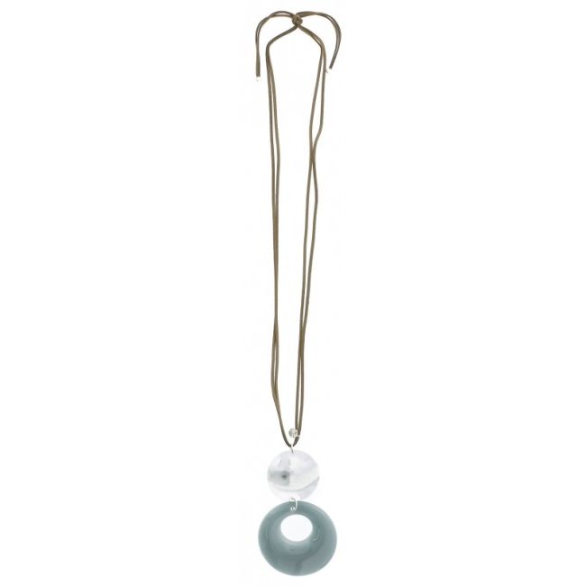 LONG NECKLACE METAL RESIN PENDANT