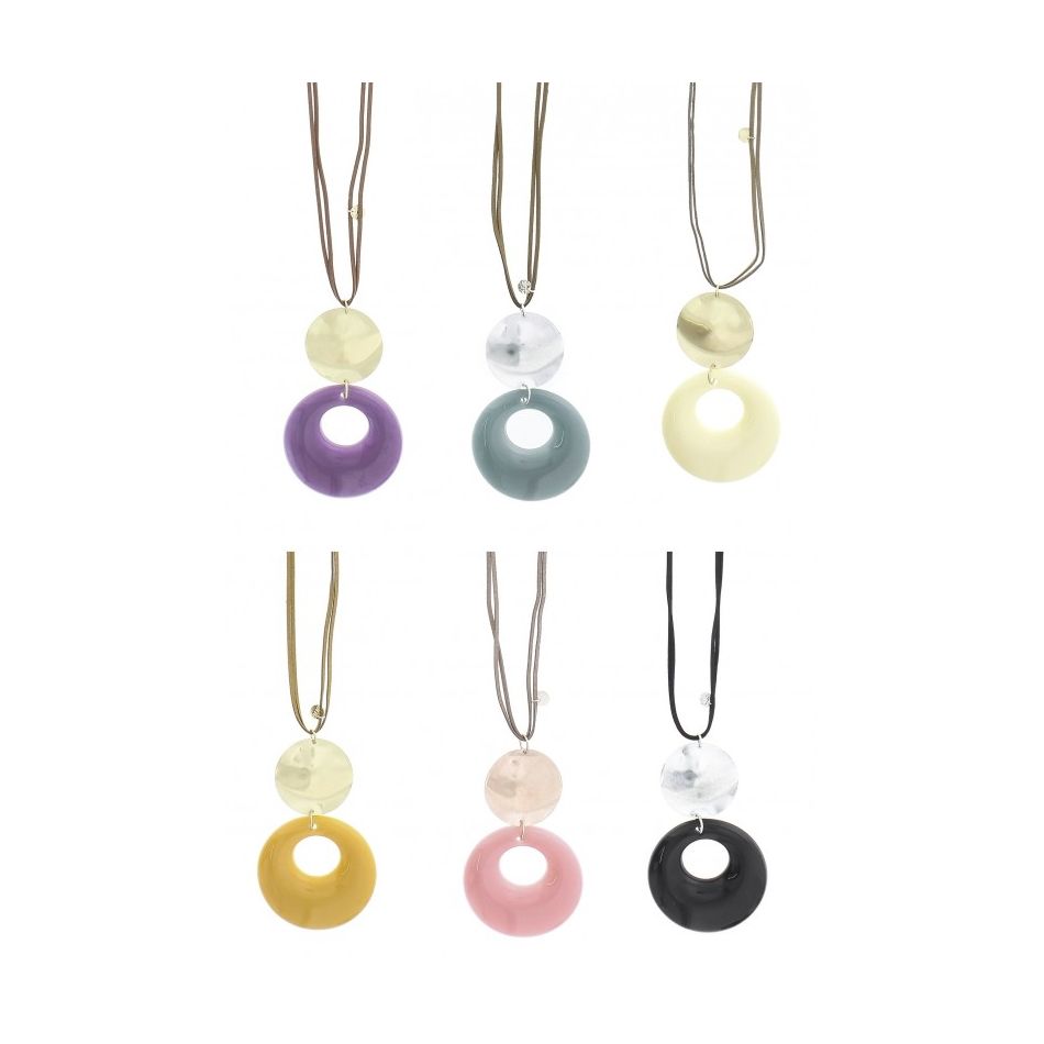 LONG NECKLACE METAL RESIN PENDANT