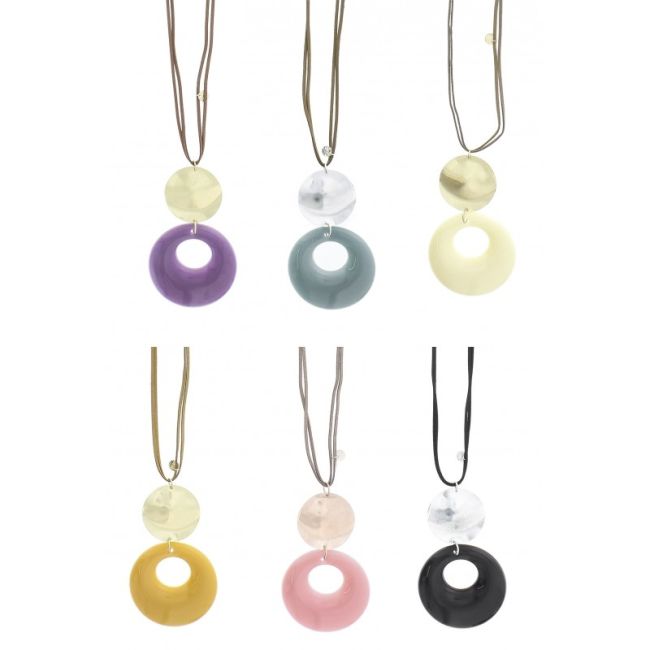 LONG NECKLACE METAL RESIN PENDANT