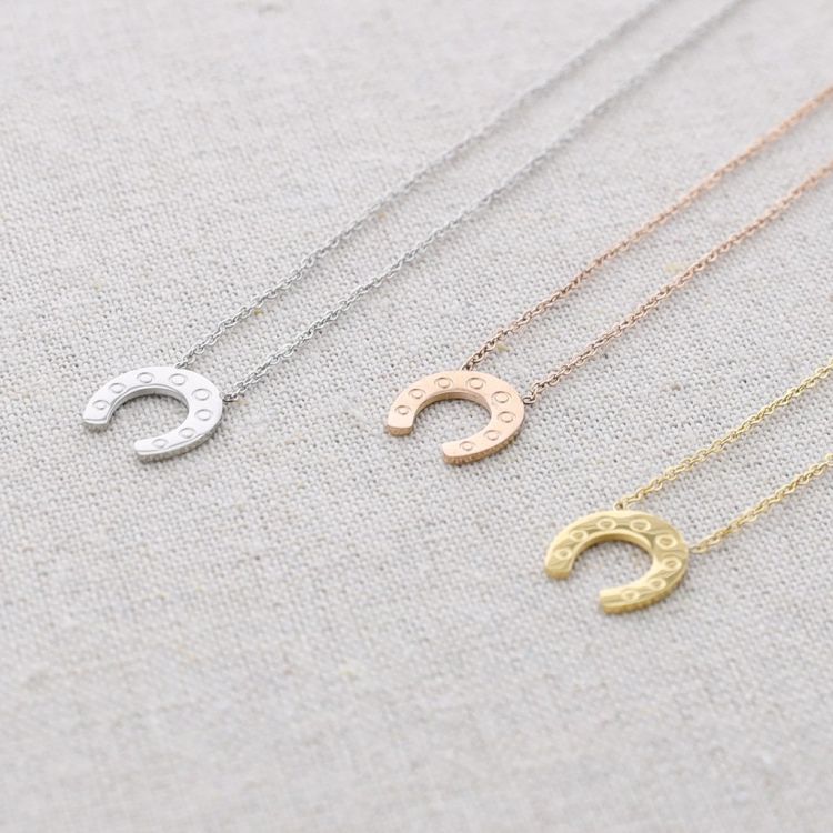 HORSESHOE PENDANT STEEL SHORT NECKLACE 2