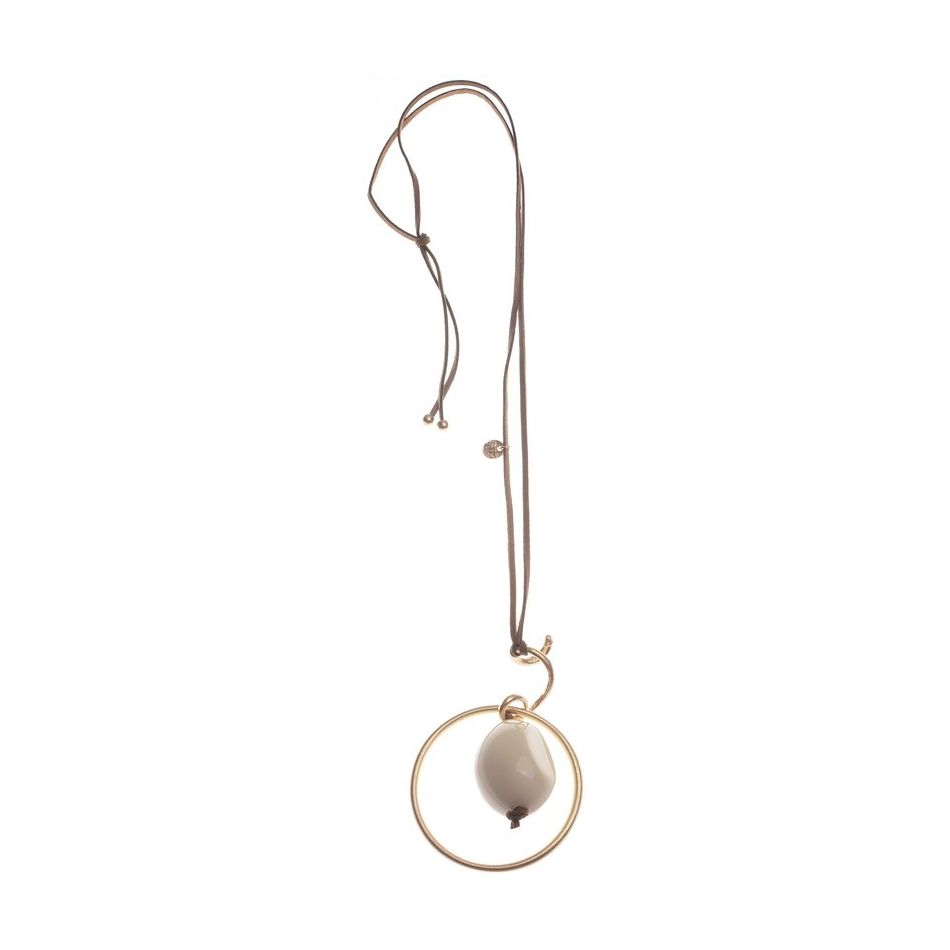 LONG NECKLACE METAL RESIN PENDANT