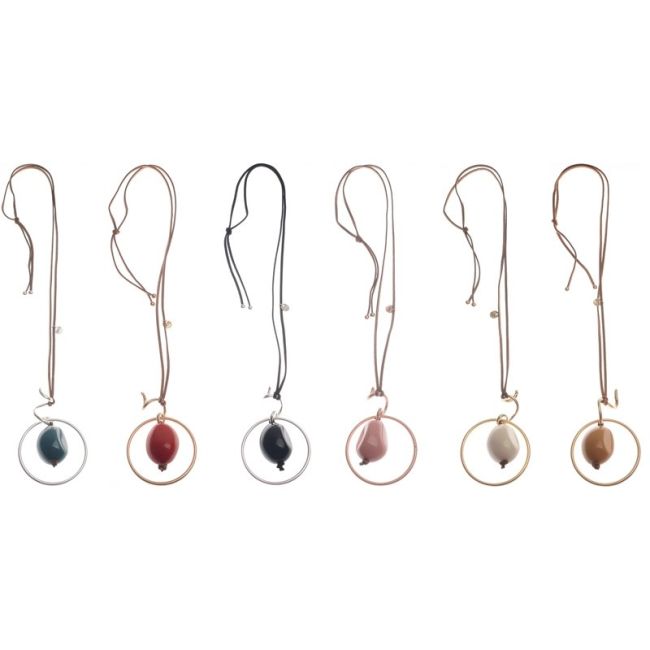 LONG NECKLACE METAL RESIN PENDANT