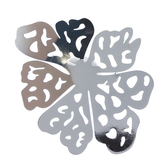 METAL OPENWORK FLOWER BROOCH