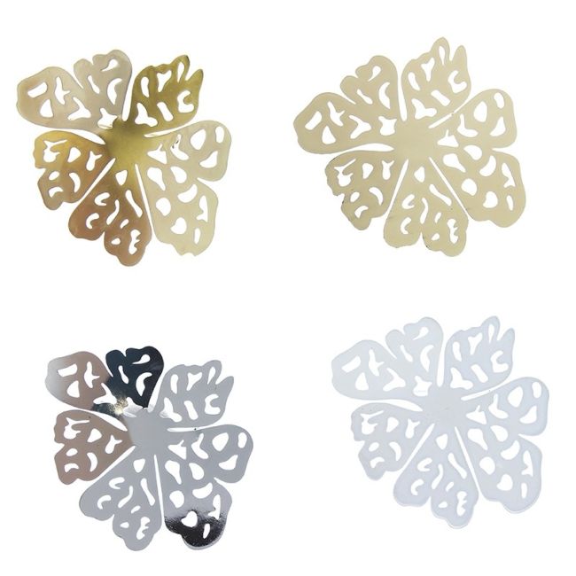 METAL OPENWORK FLOWER BROOCH