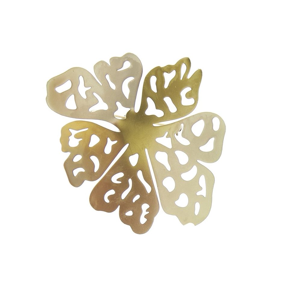 METAL OPENWORK FLOWER BROOCH
