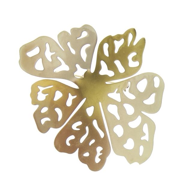 METAL OPENWORK FLOWER BROOCH