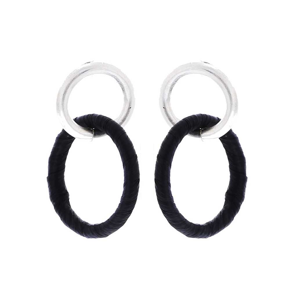 RAFFIA METAL DOUBLE RING EARRINGS