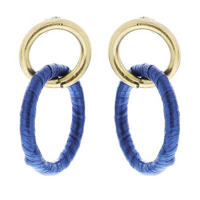 RAFFIA METAL DOUBLE RING EARRINGS