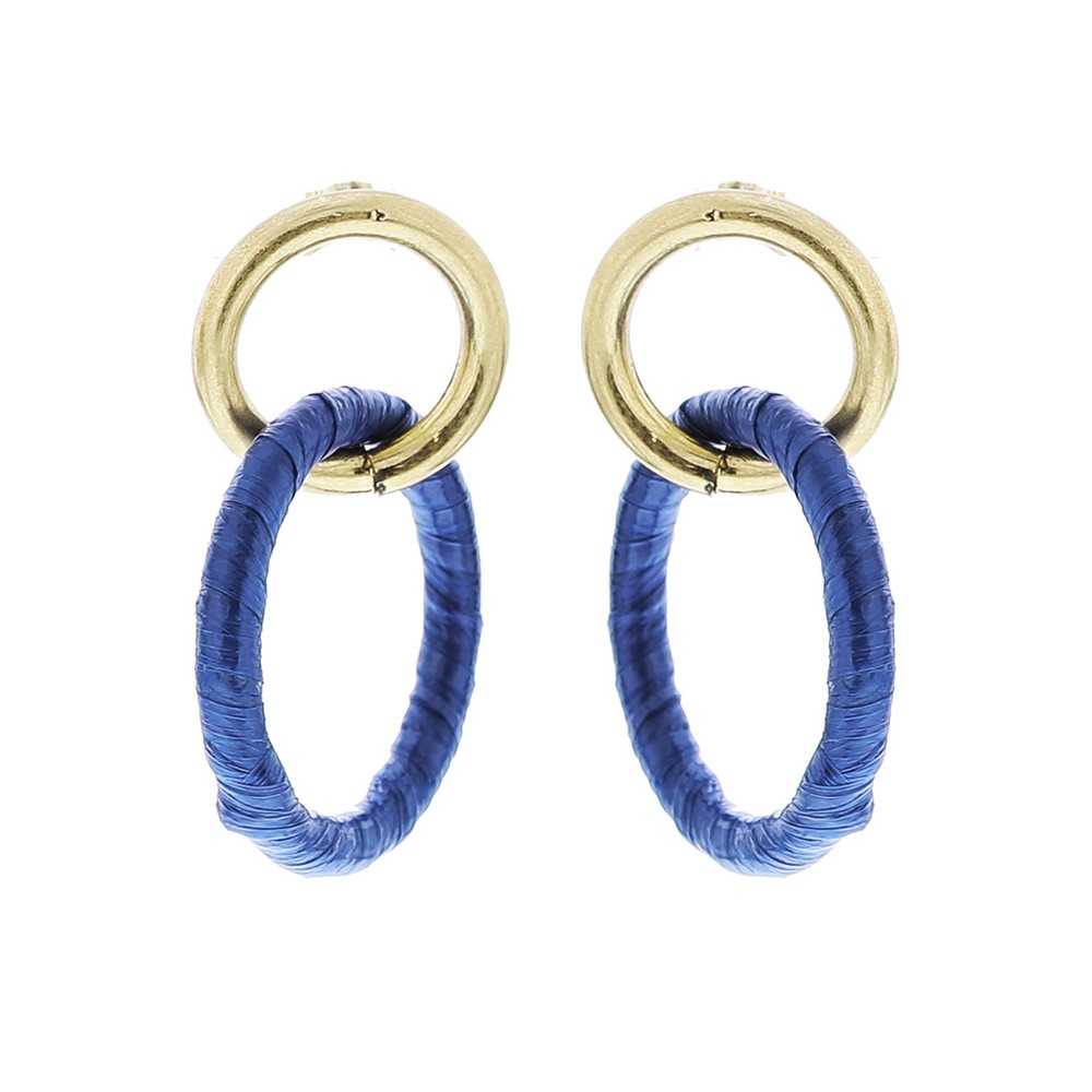 RAFFIA METAL DOUBLE RING EARRINGS