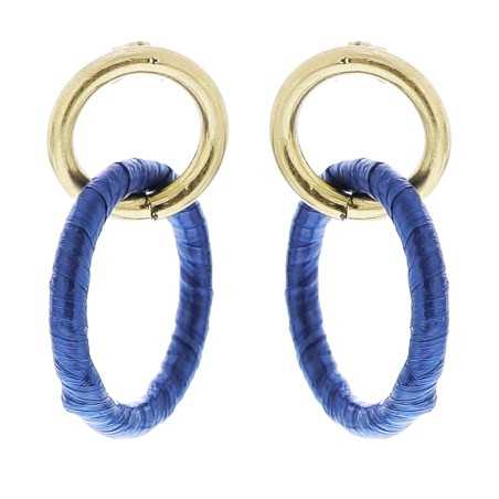 RAFFIA METAL DOUBLE RING EARRINGS