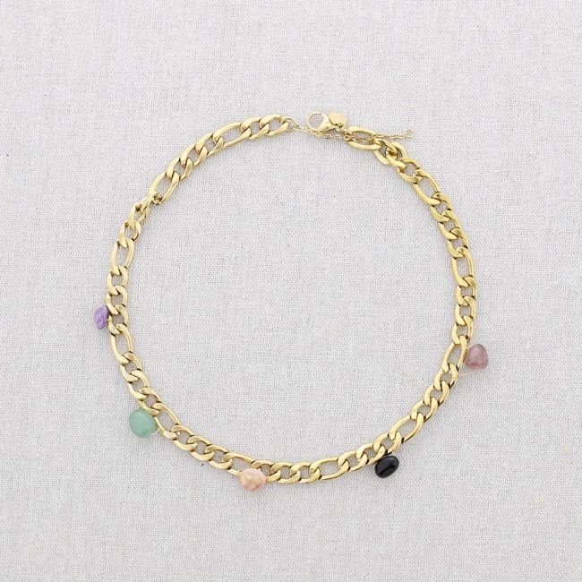 STONE LINKS STEEL SHORT NECKLACE