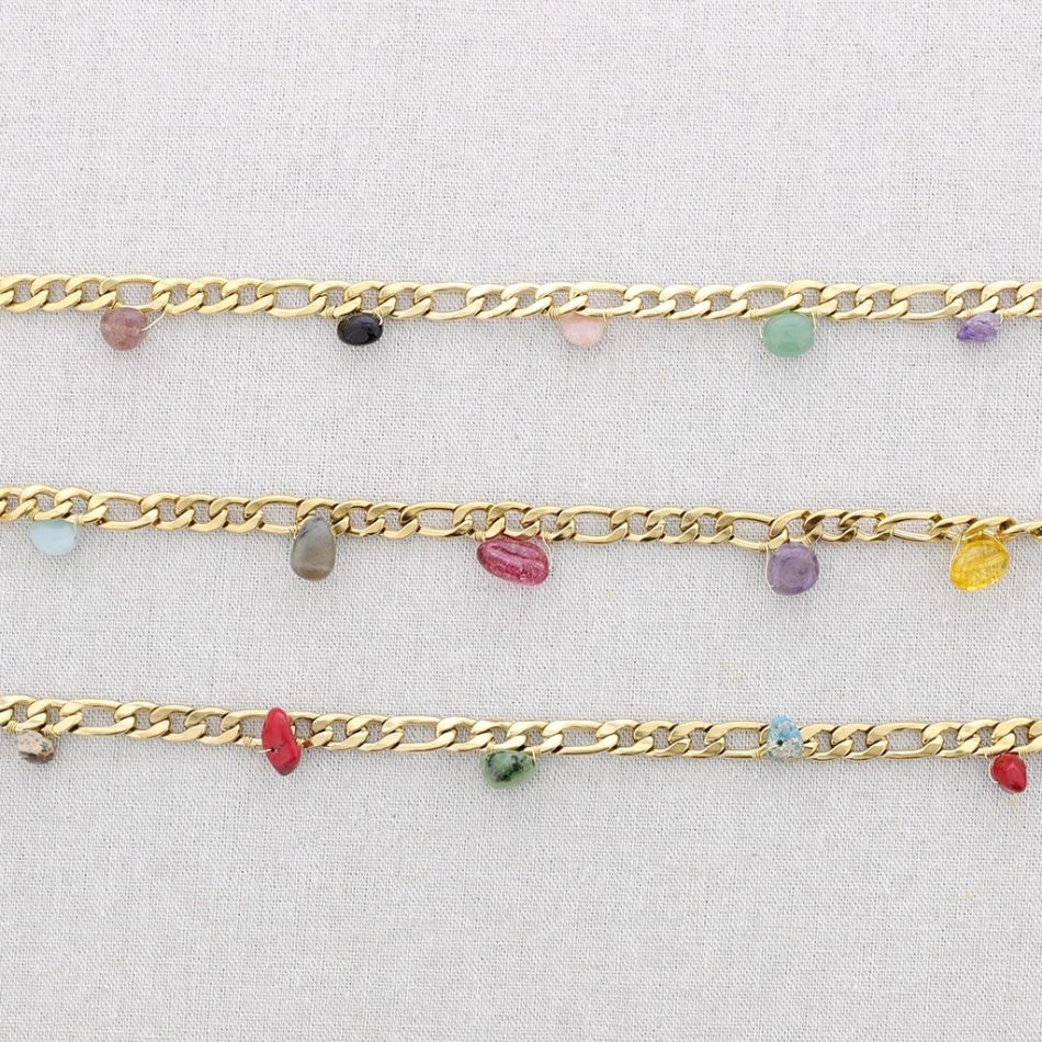 STONE LINKS STEEL SHORT NECKLACE