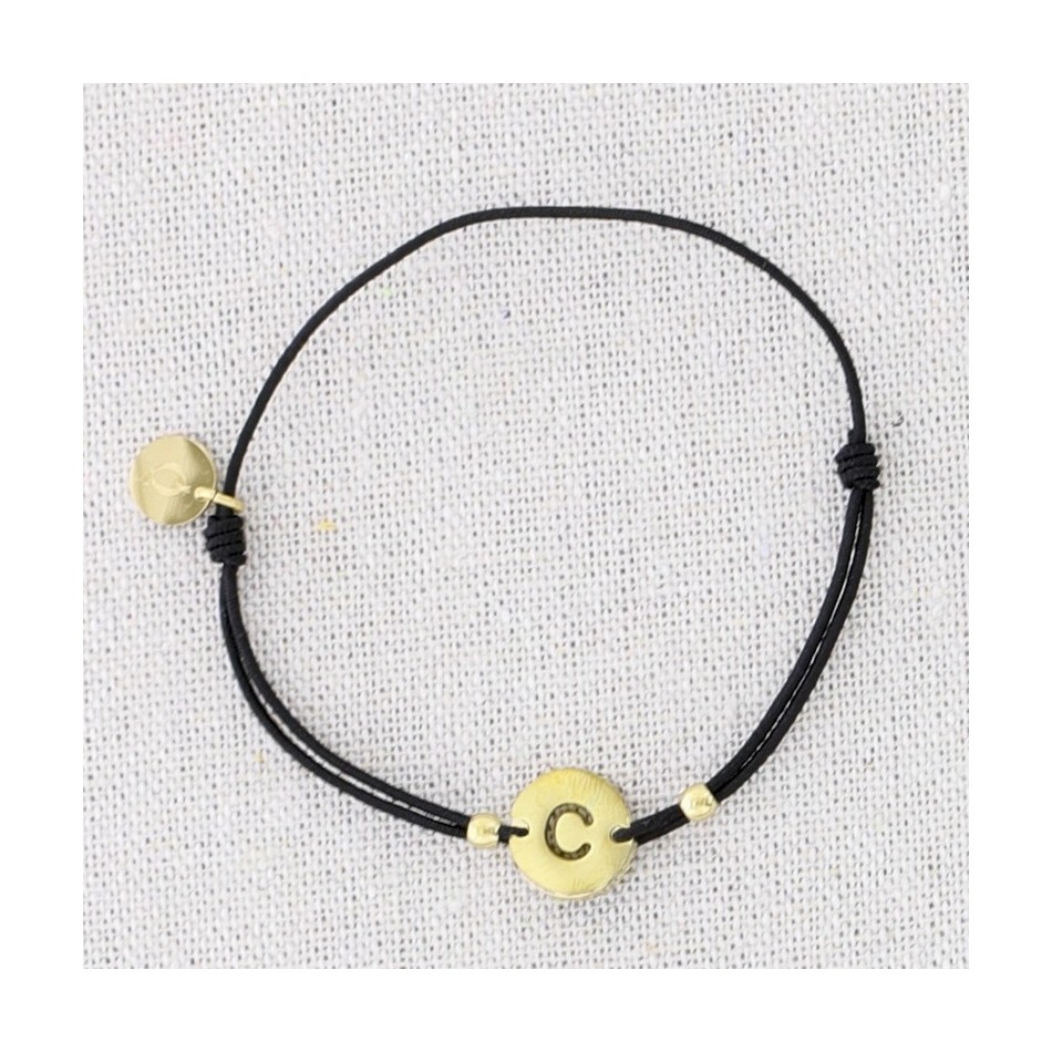 PULSERA ELÁSTICA ACERO LETRA C