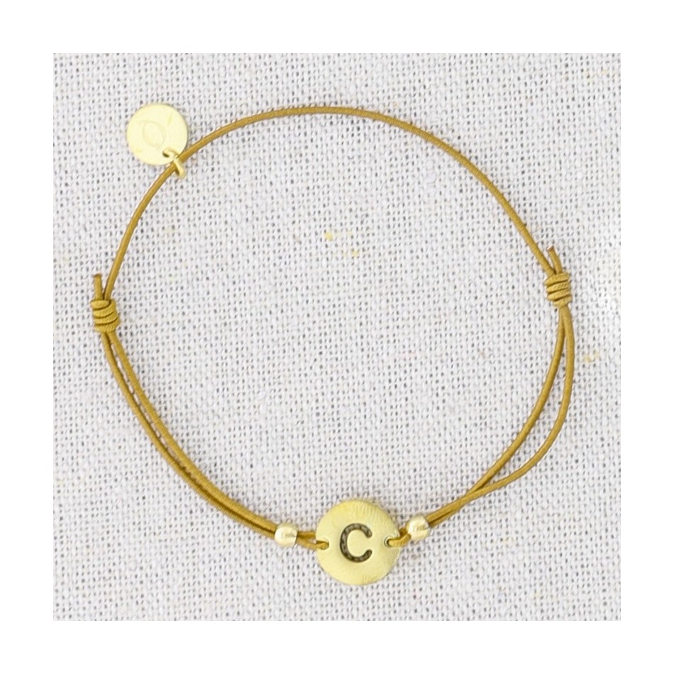 PULSERA ELÁSTICA ACERO LETRA C
