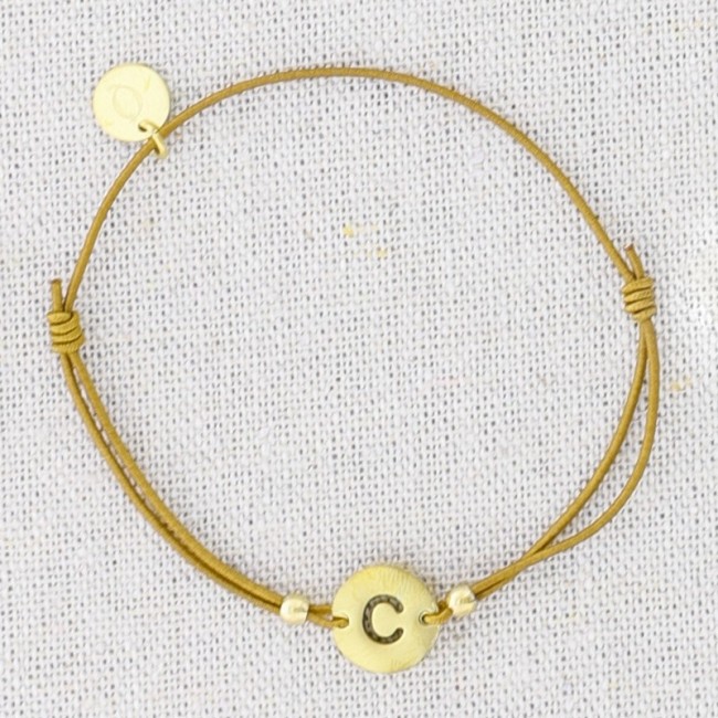 PULSERA ELÁSTICA ACERO LETRA C