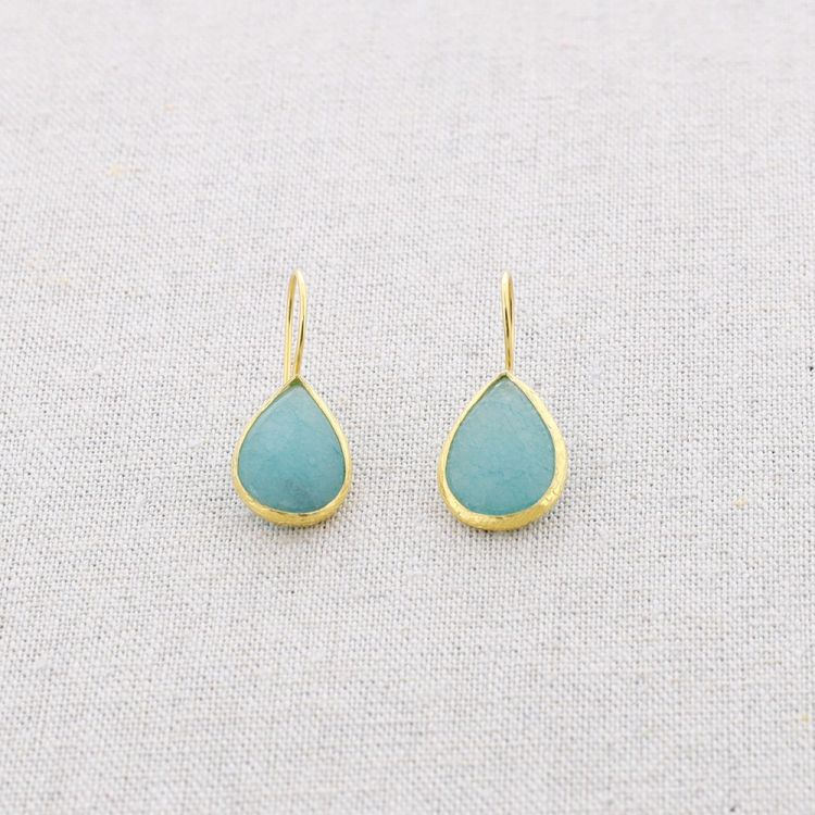 PENDIENTES BRONCE COLGANTE GOTA PIEDRA