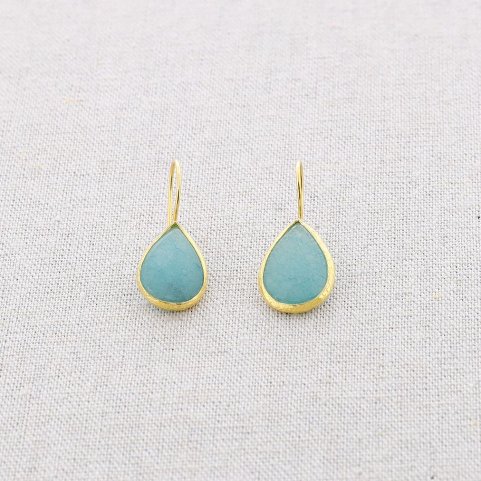 BRONZE STONE DROP PENDANT EARRINGS