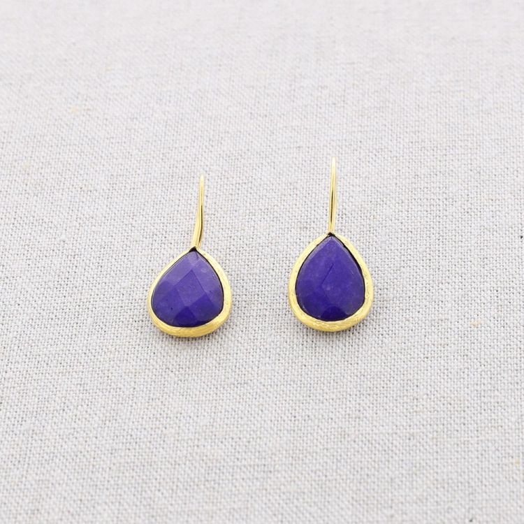 BRONZE STONE DROP PENDANT EARRINGS 2