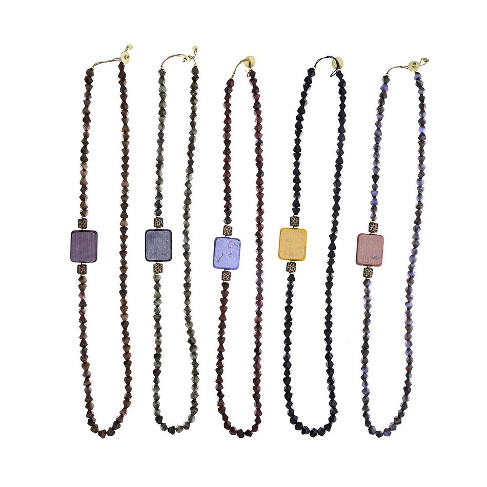 COLLAR LARGO CUENTAS RESINA