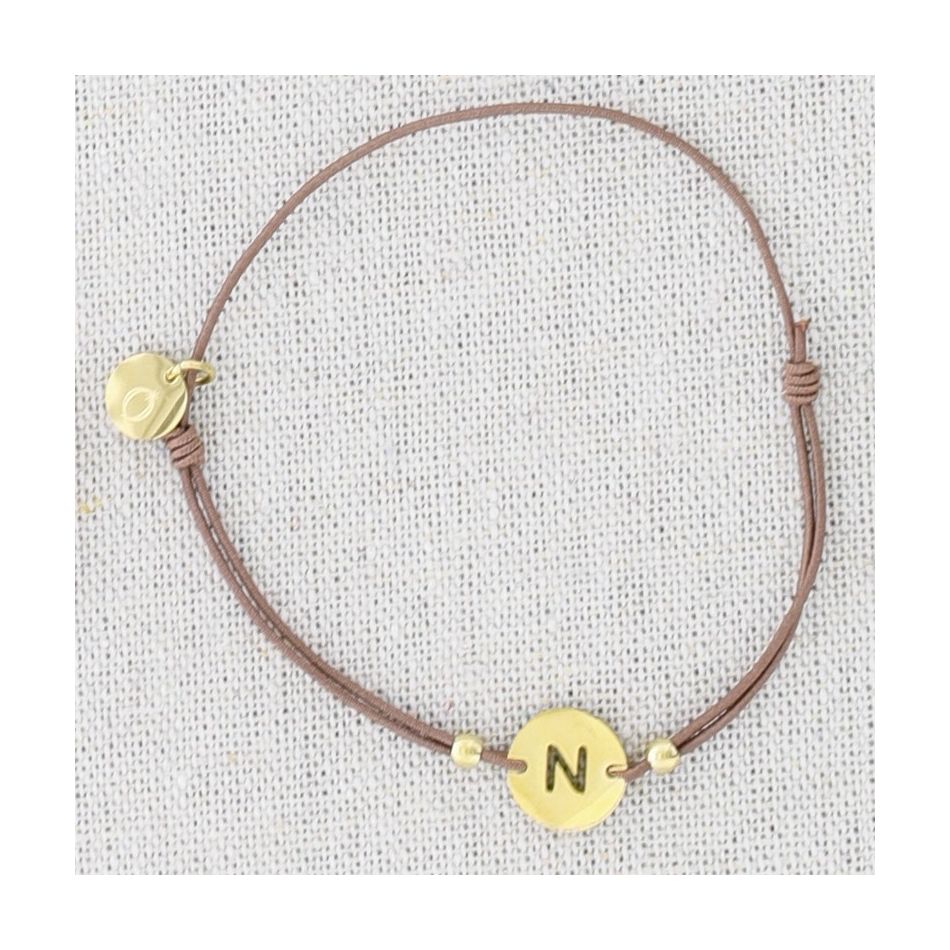 PULSERA ELÁSTICA ACERO LETRA N
