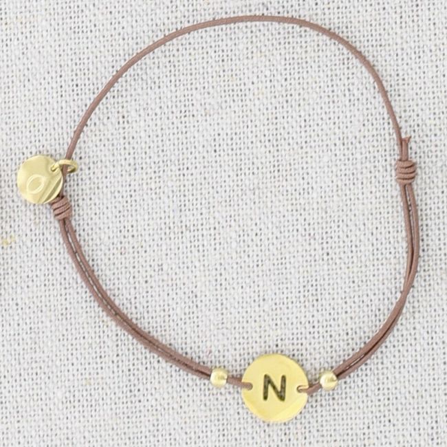 PULSERA ELÁSTICA ACERO LETRA N