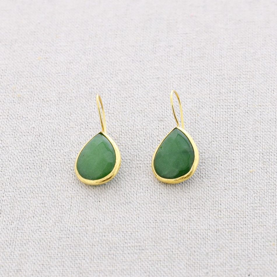 BRONZE STONE DROP PENDANT EARRINGS