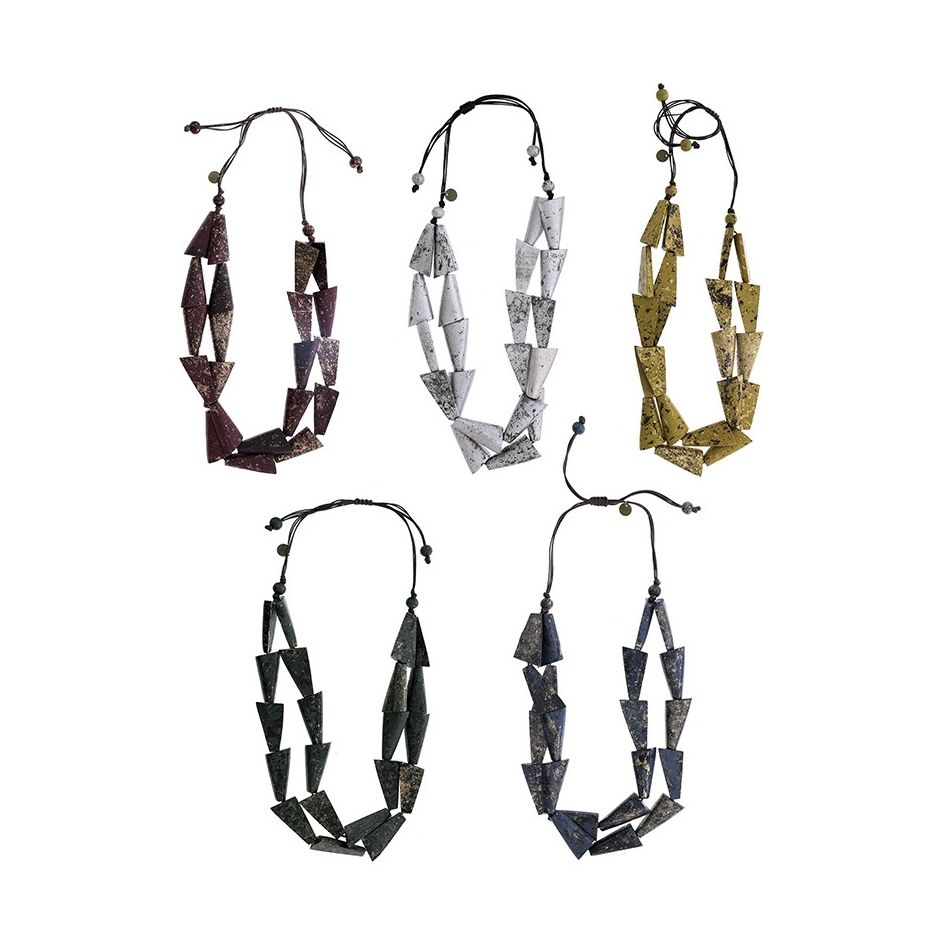 DOUBLE WOOD BEADS SHORT NECKLACE