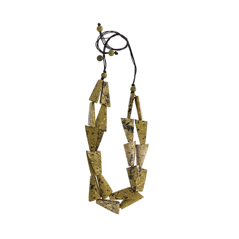 DOUBLE WOOD BEADS SHORT NECKLACE