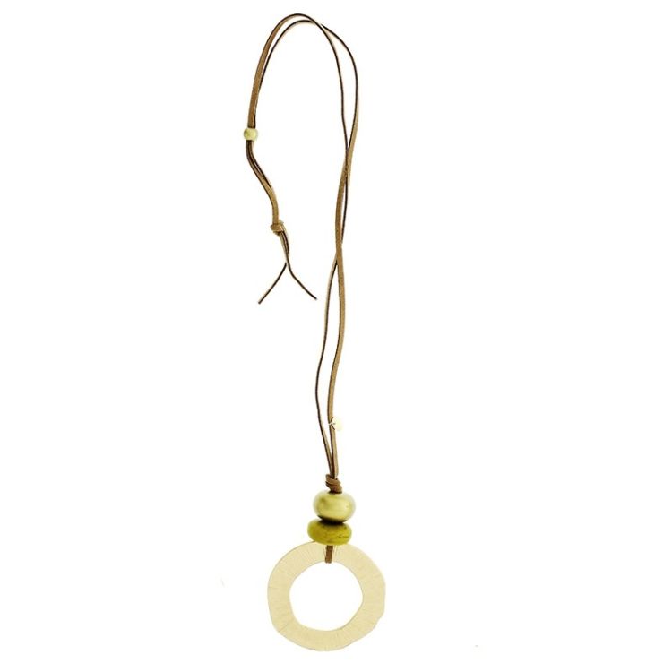 LONG NECKLACE WITH METAL RING PENDANT