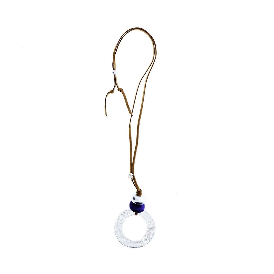 LONG NECKLACE WITH METAL RING PENDANT
