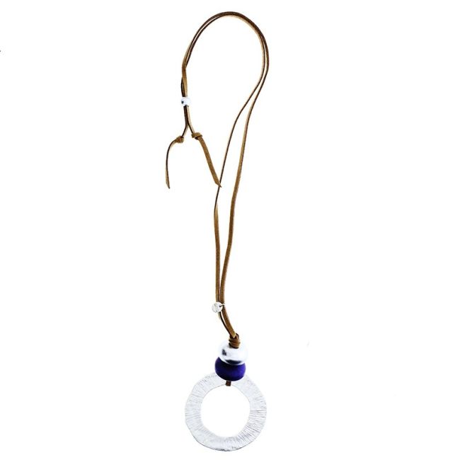 LONG NECKLACE WITH METAL RING PENDANT