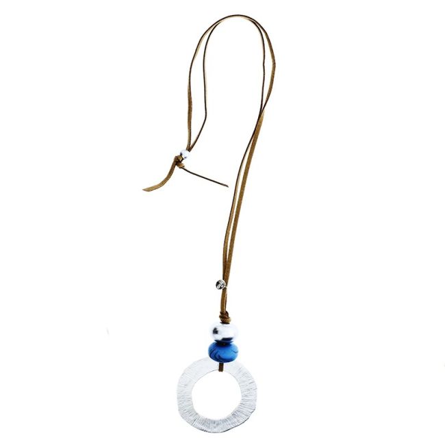 LONG NECKLACE WITH METAL RING PENDANT
