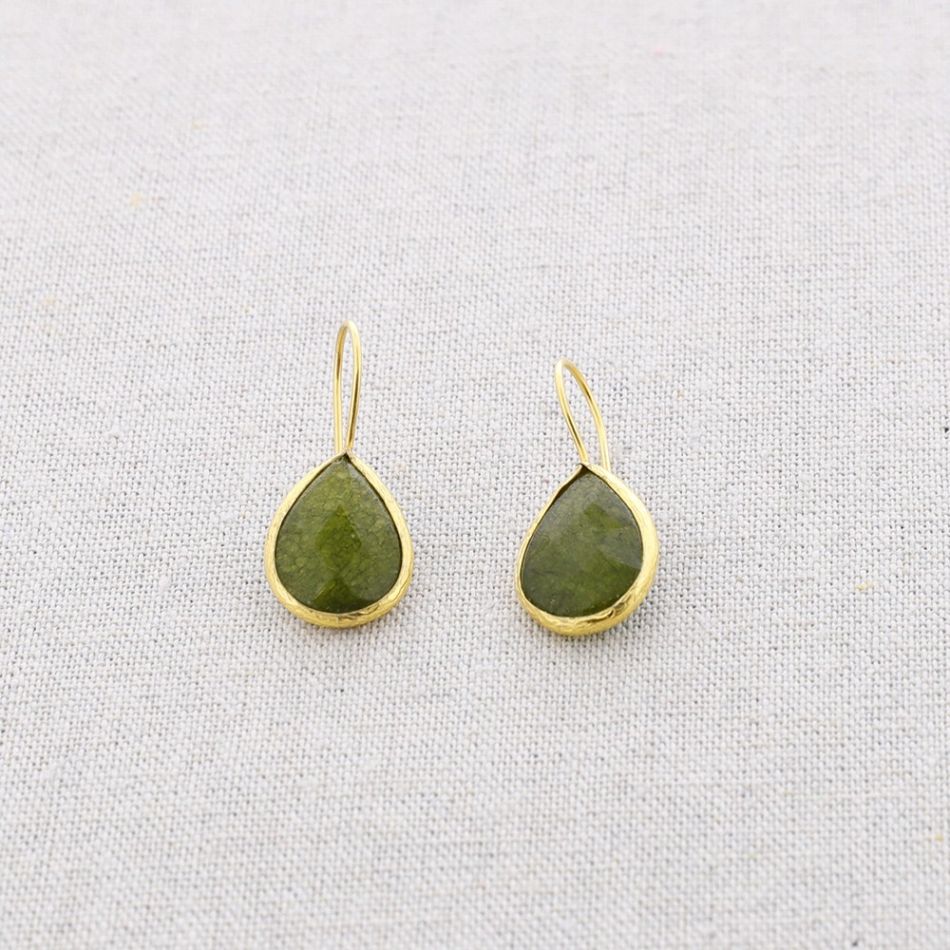 BRONZE STONE DROP PENDANT EARRINGS