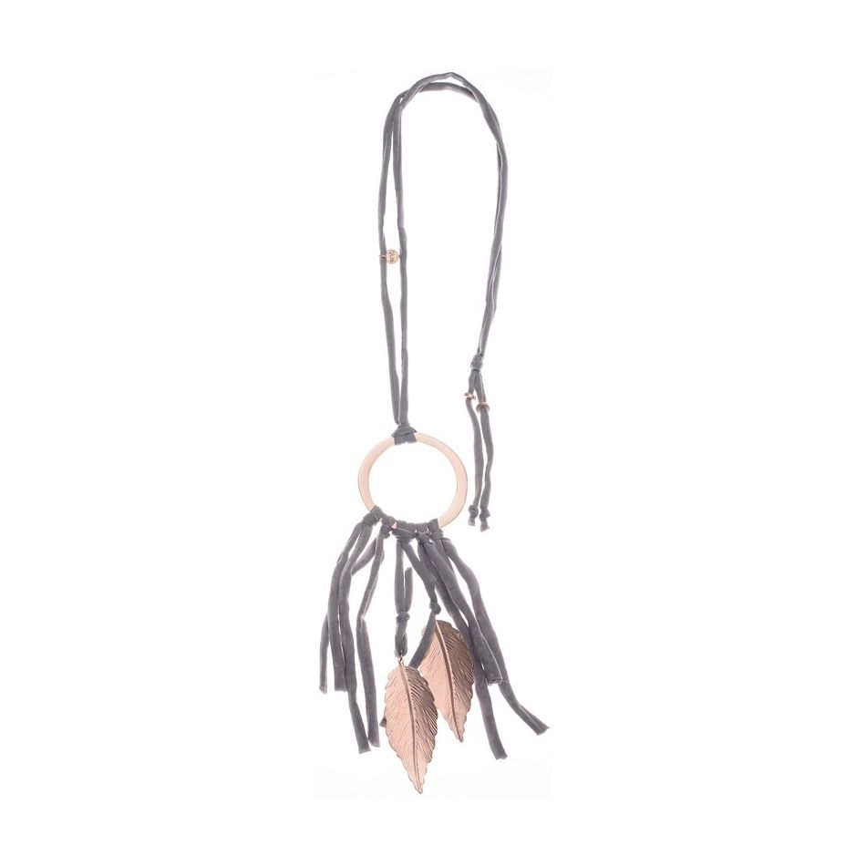 COLLAR LARGO FLECO HOJAS METAL