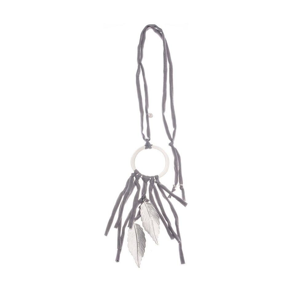 METAL LEAF FRINGE LONG NECKLACE