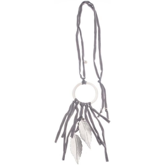 COLLAR LARGO FLECO HOJAS METAL