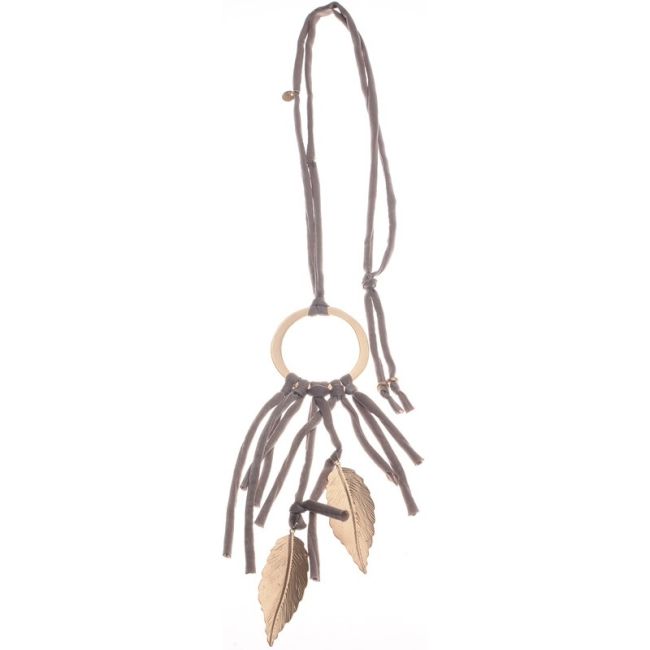 METAL LEAF FRINGE LONG NECKLACE