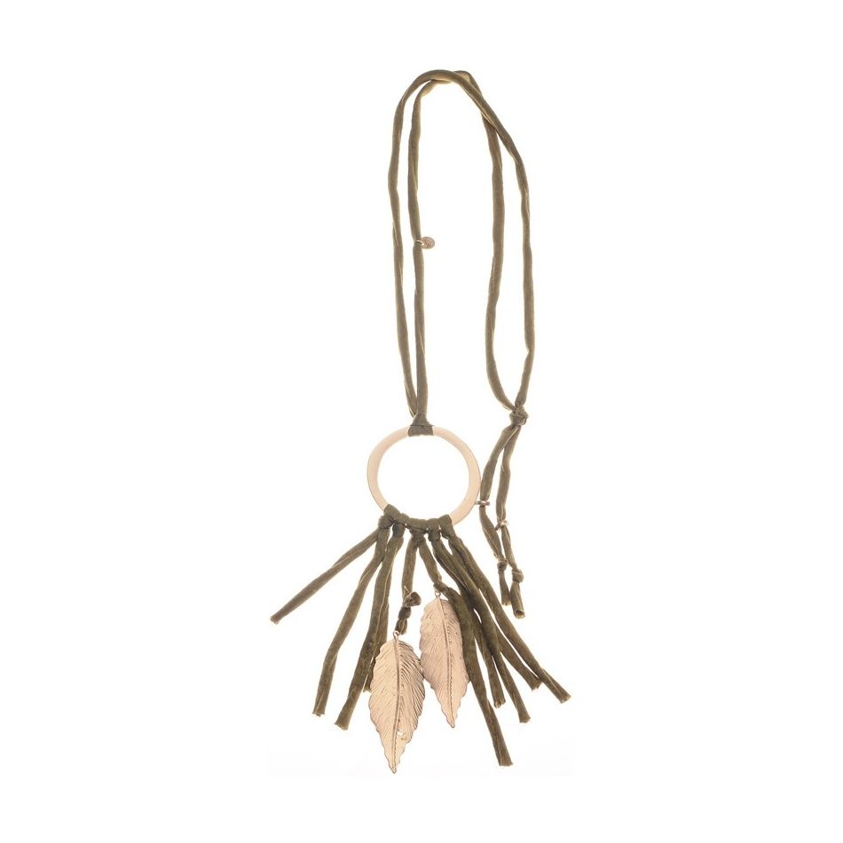 COLLAR LARGO FLECO HOJAS METAL
