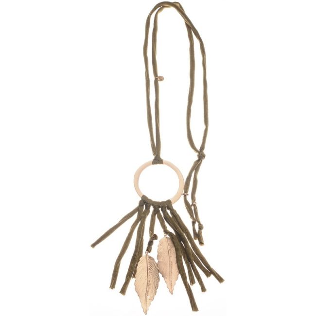 METAL LEAF FRINGE LONG NECKLACE
