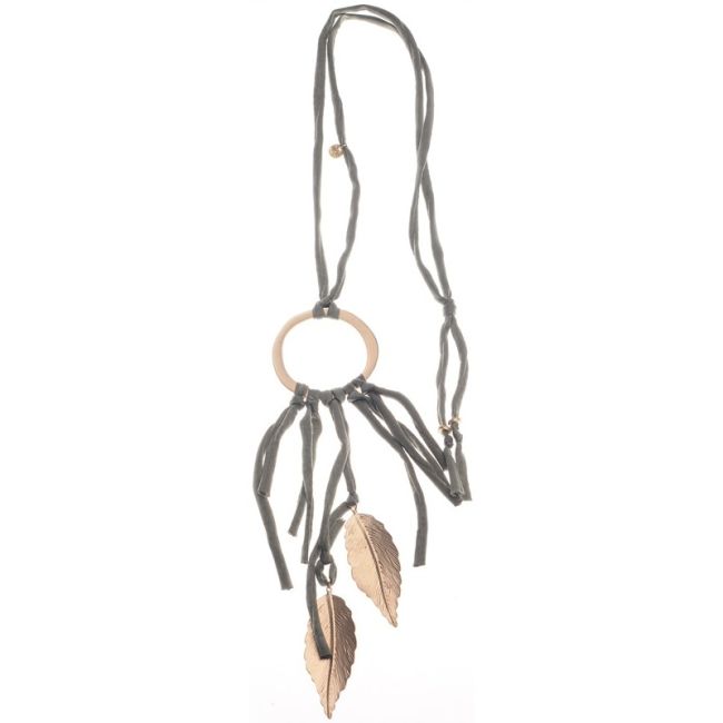 COLLAR LARGO FLECO HOJAS METAL